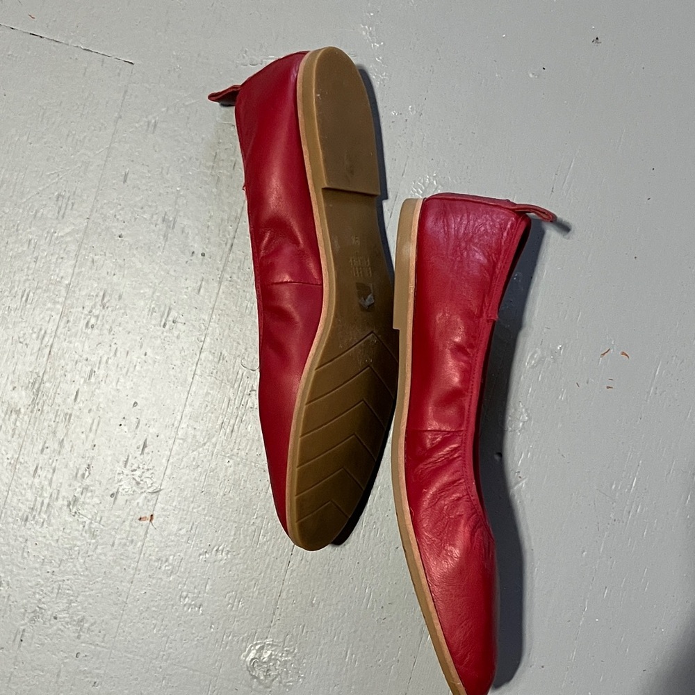 Eileen Fisher Notion Nappa Leather Red Flats - Picture 6 of 7